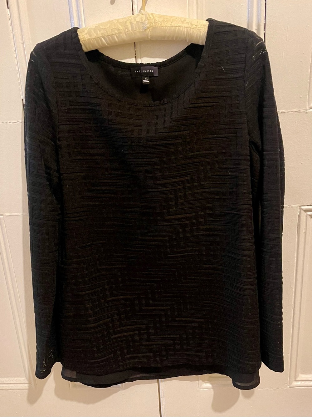 The Limited Black Geometric Textured Knit Top